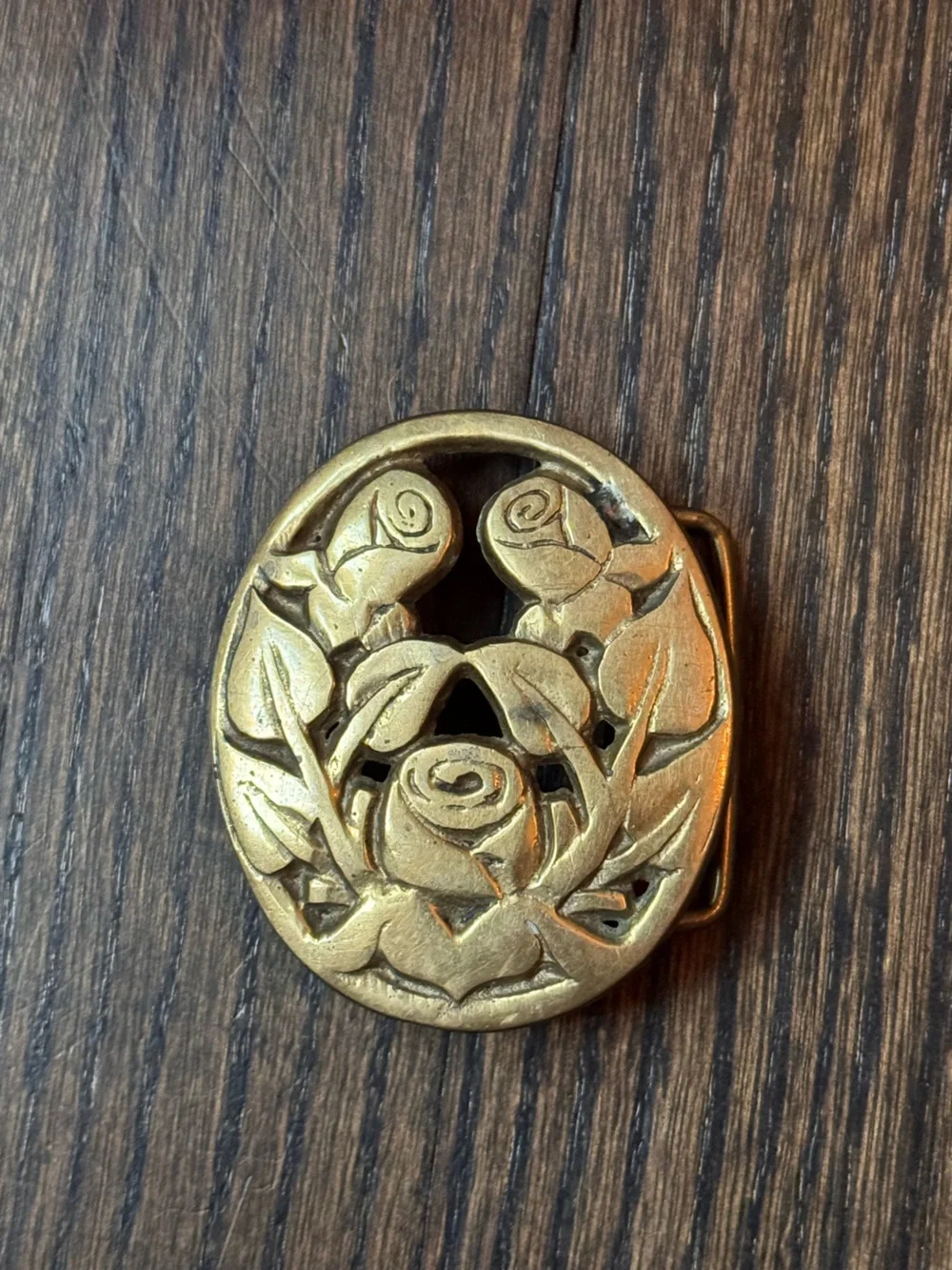 Brass Floral Cutout Belt Buckle - Women Accessories